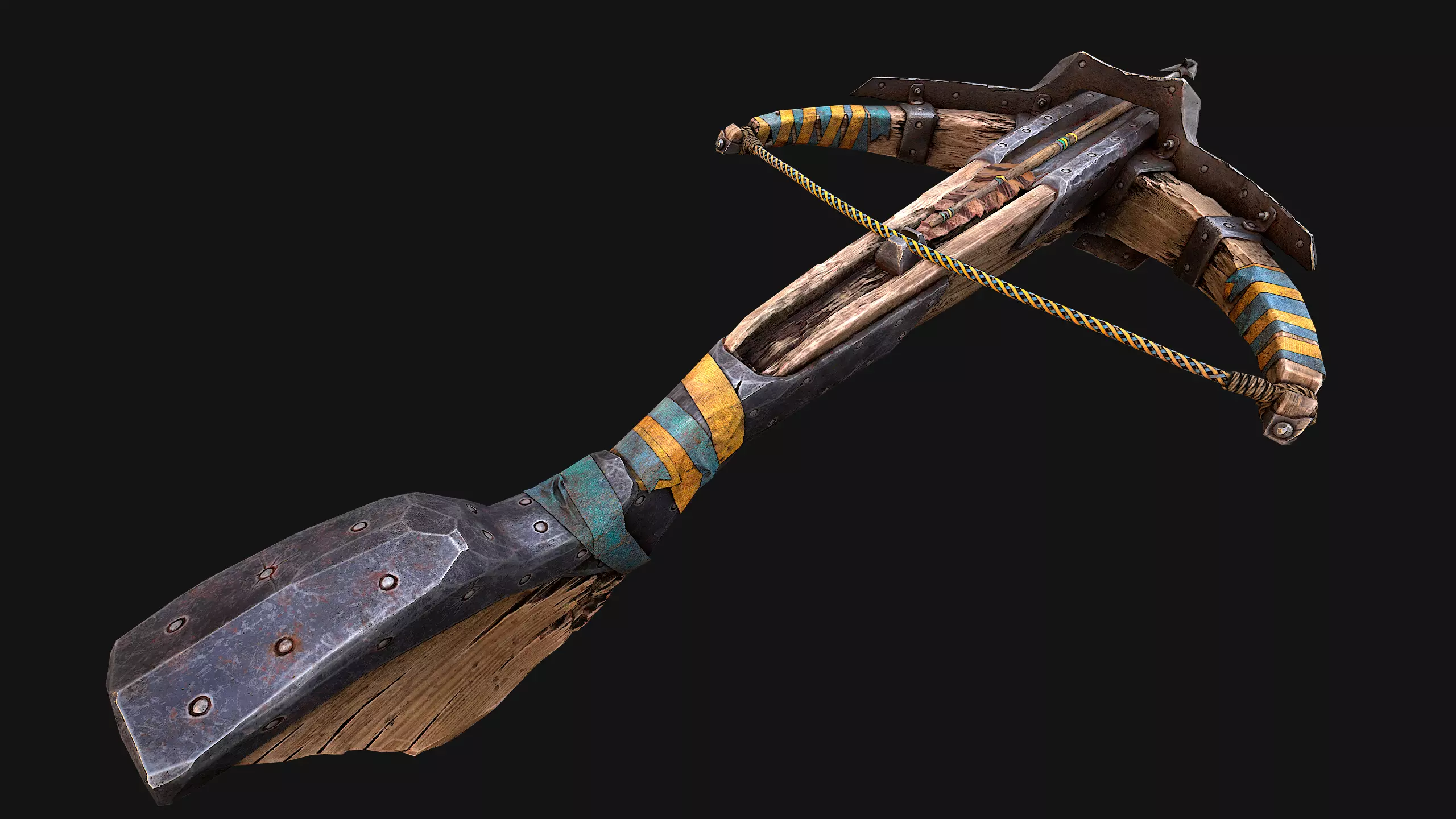 Medieval Crossbow and Arrow Bolt Weapon   Low-poly 3D model_9