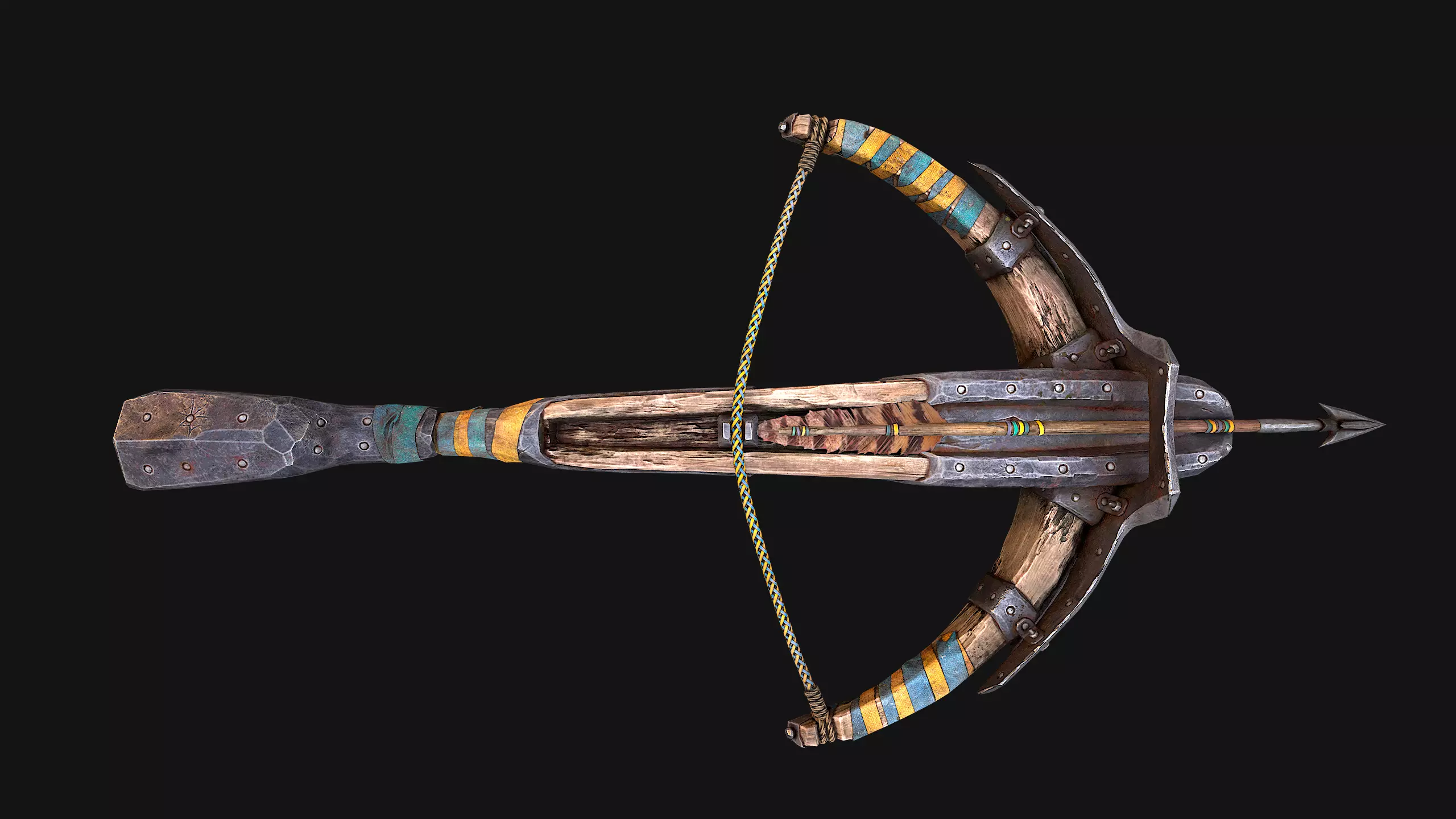 Medieval Crossbow and Arrow Bolt Weapon   Low-poly 3D model_22