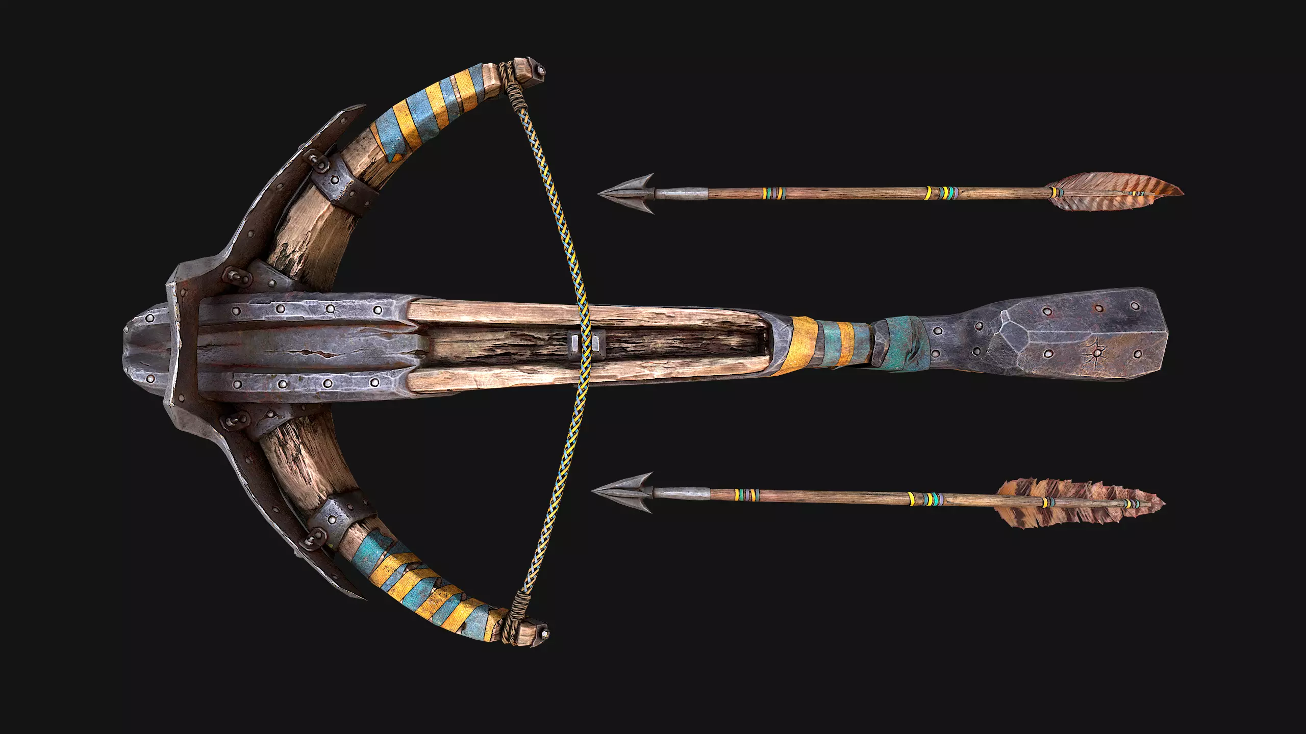Medieval Crossbow and Arrow Bolt Weapon   Low-poly 3D model_3