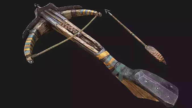 Medieval Crossbow and Arrow Bolt Weapon   Low-poly 3D model Medieval Crossbow and Arrow Bolt Weapon   Low-poly 3D model
