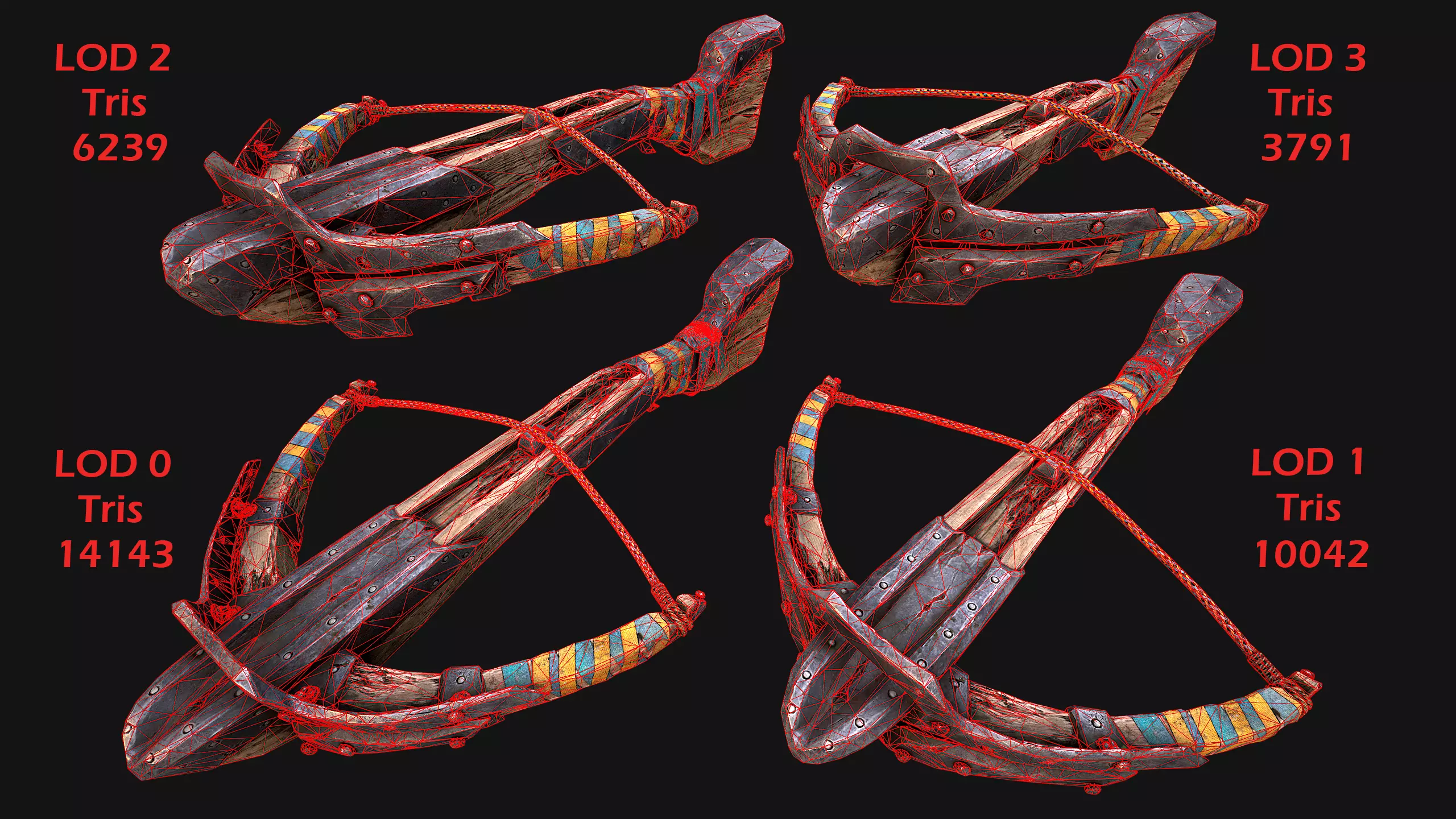 Medieval Crossbow and Arrow Bolt Weapon   Low-poly 3D model_26