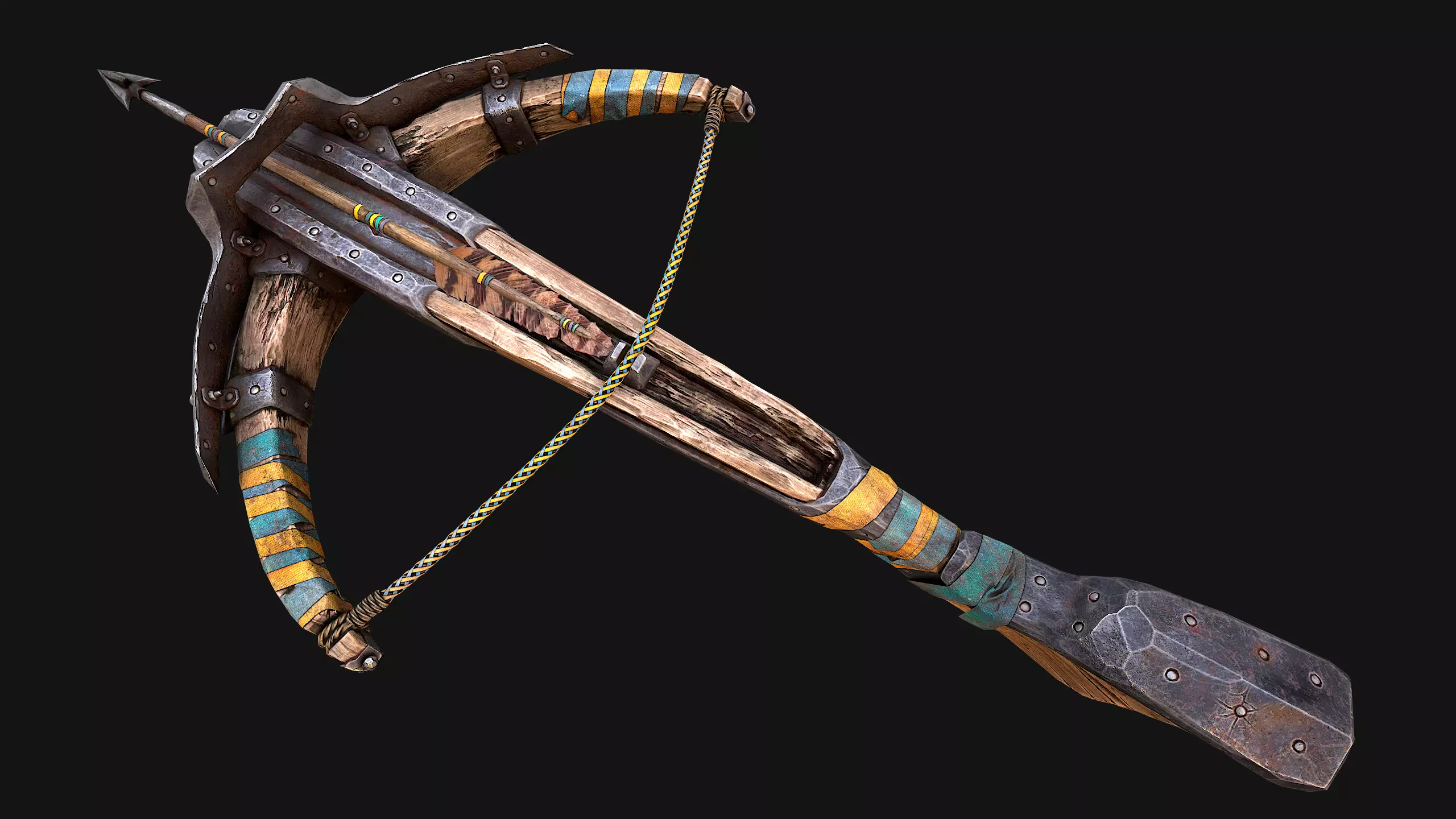 Medieval Crossbow and Arrow Bolt Weapon   Low-poly 3D model_8