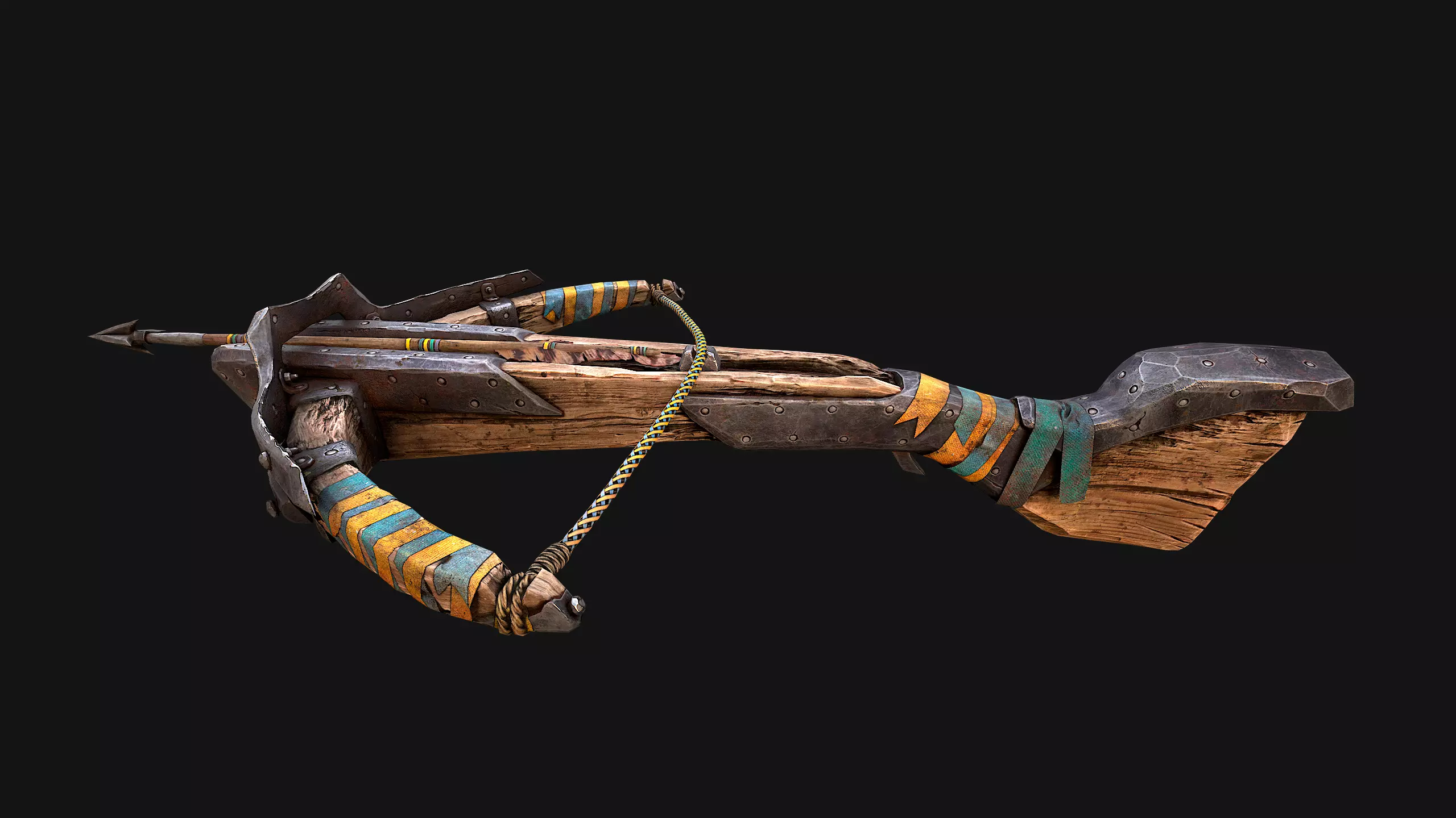Medieval Crossbow and Arrow Bolt Weapon   Low-poly 3D model_7