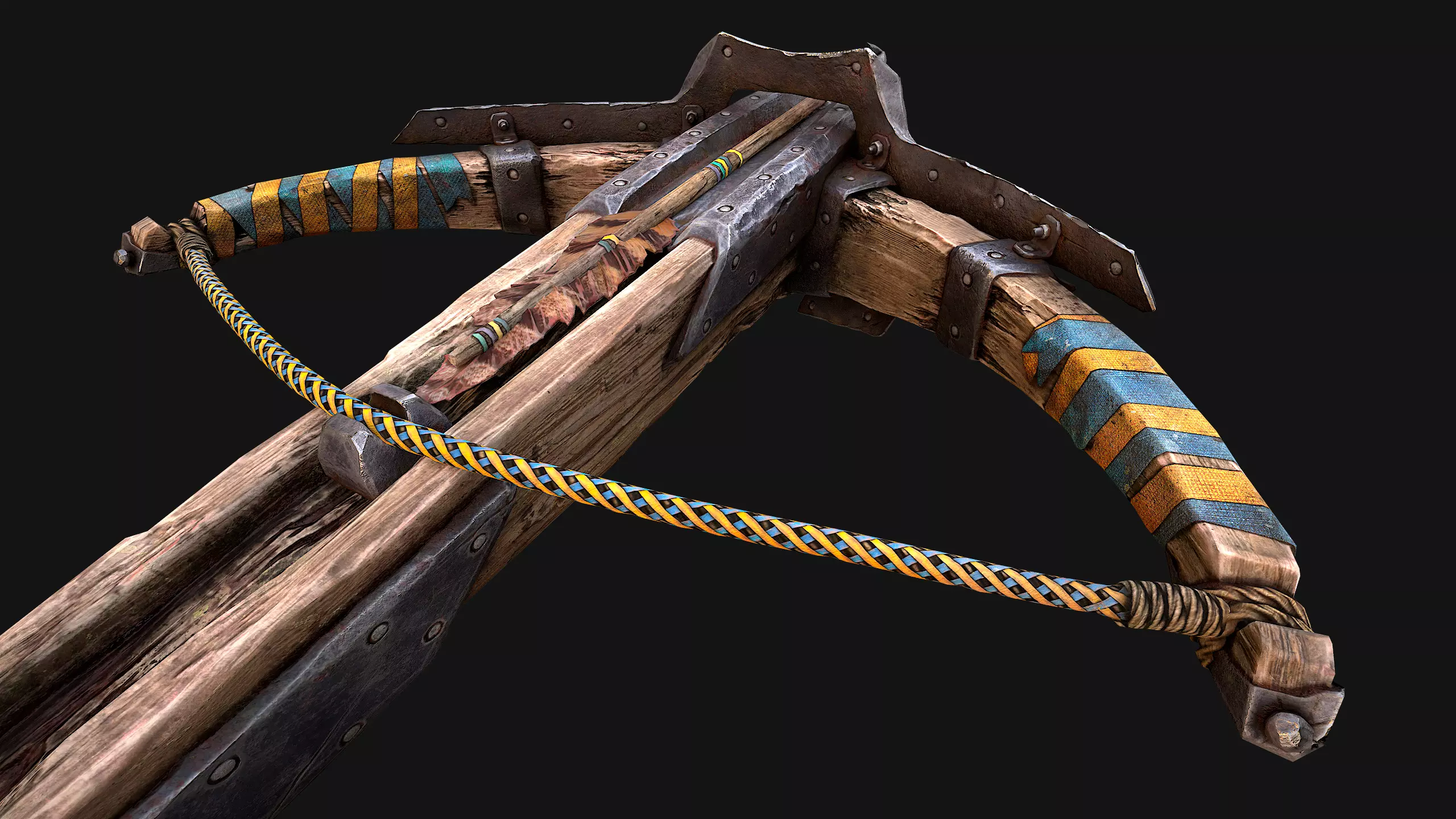 Medieval Crossbow and Arrow Bolt Weapon   Low-poly 3D model_13