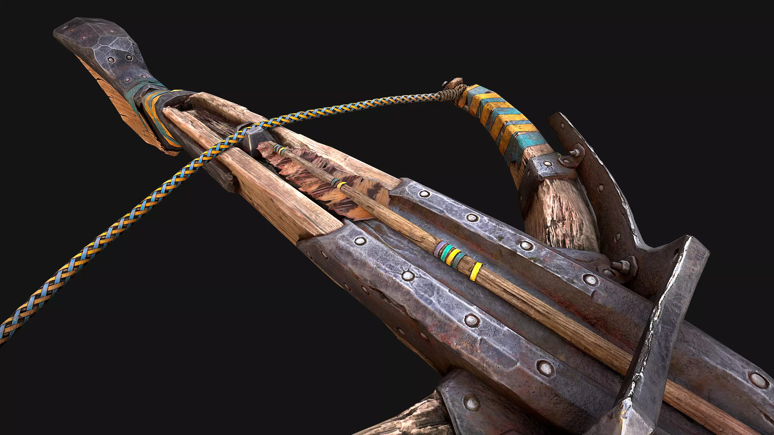 Medieval Crossbow and Arrow Bolt Weapon   Low-poly 3D model_25