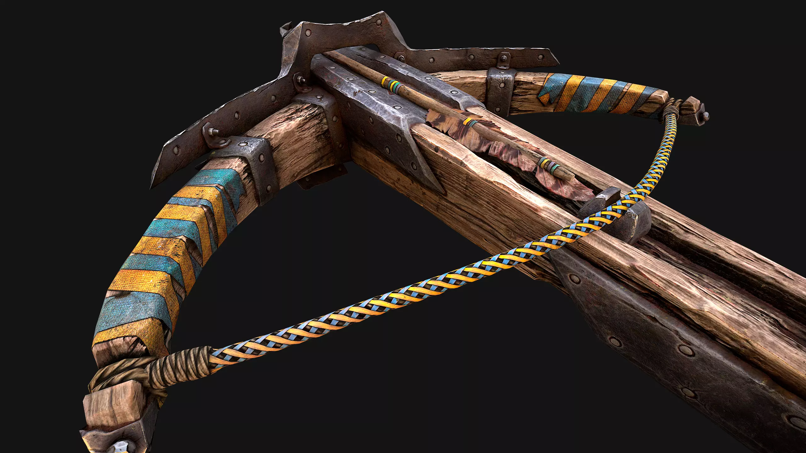 Medieval Crossbow and Arrow Bolt Weapon   Low-poly 3D model_14