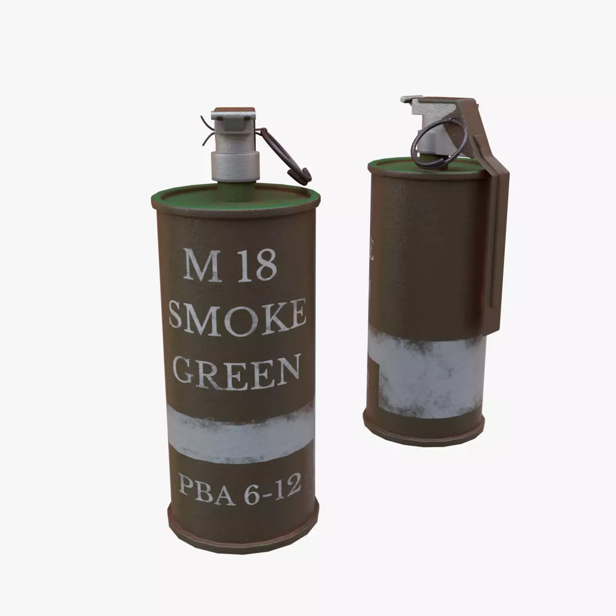 M18 Smoke Grenade Green Low-poly 3D model_0