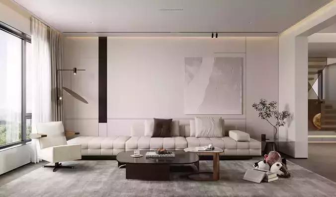 Modern living room dining room bedroom interior scenes 308