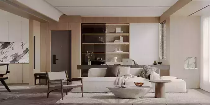 Modern living room dining room interior scenes 