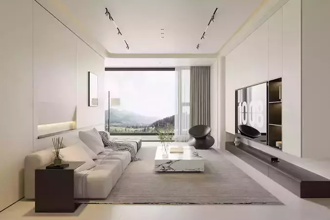 Modern living room dining room interior scenes 314