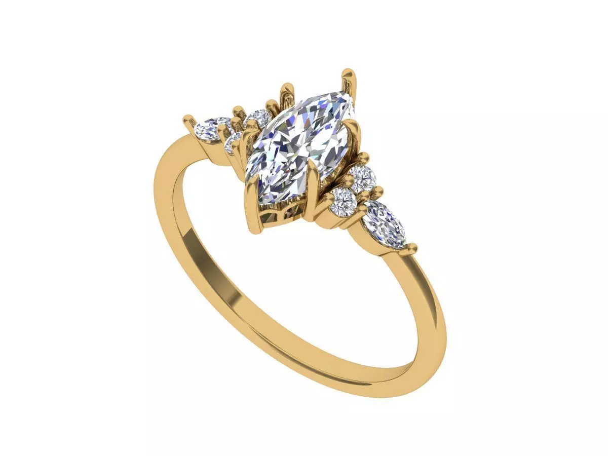 Solitaire ring 3D print model_3