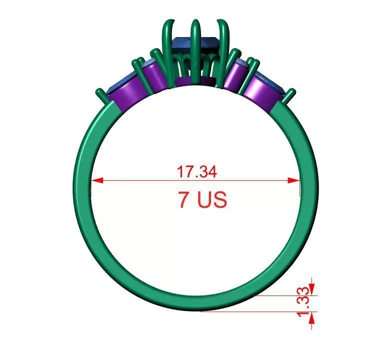 Solitaire ring 3D print model_12