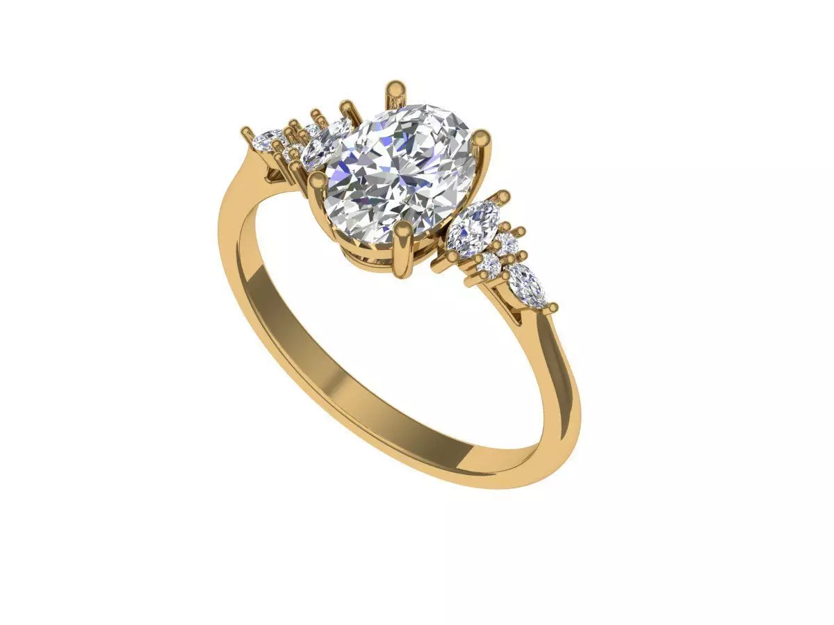 Solitaire ring 3D print model_2