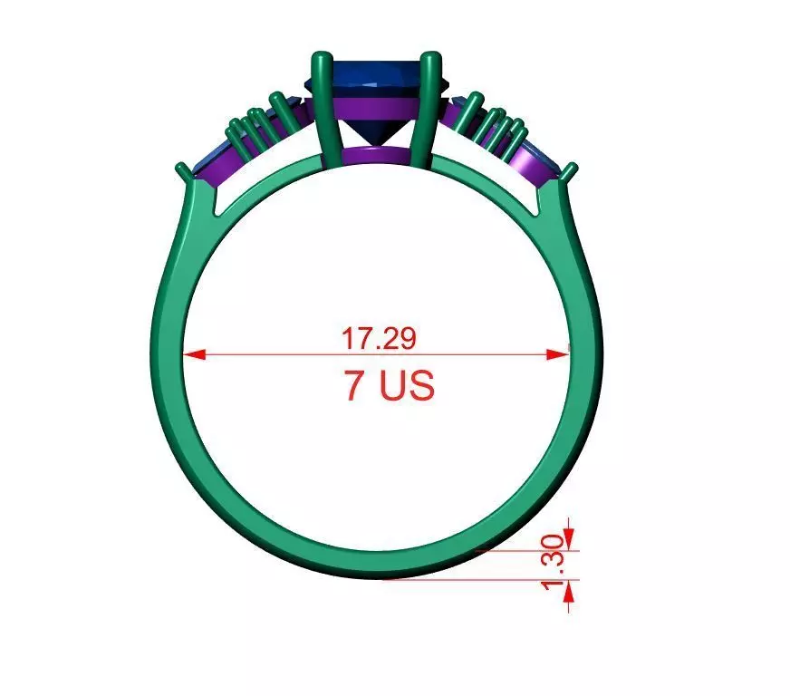 Solitaire ring 3D print model_12