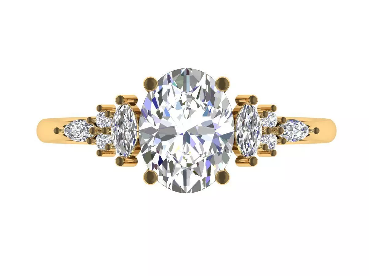 Solitaire ring 3D print model_3