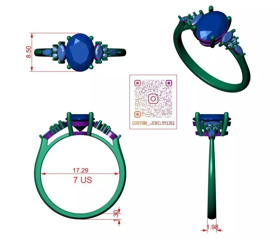 Solitaire ring 3D print model_5