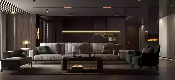 Interior Living Room Scene 12