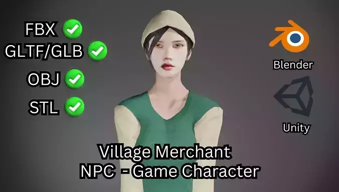 Fantasy Village Merchant NPC  Game Ready Character for Unity