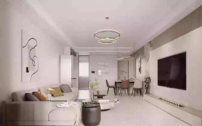 Modern living room dining room interior scenes 317