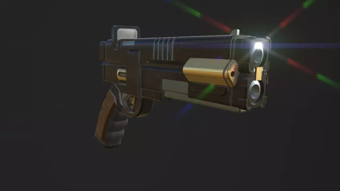 Double Barrel handgun Low-poly 3D model_0