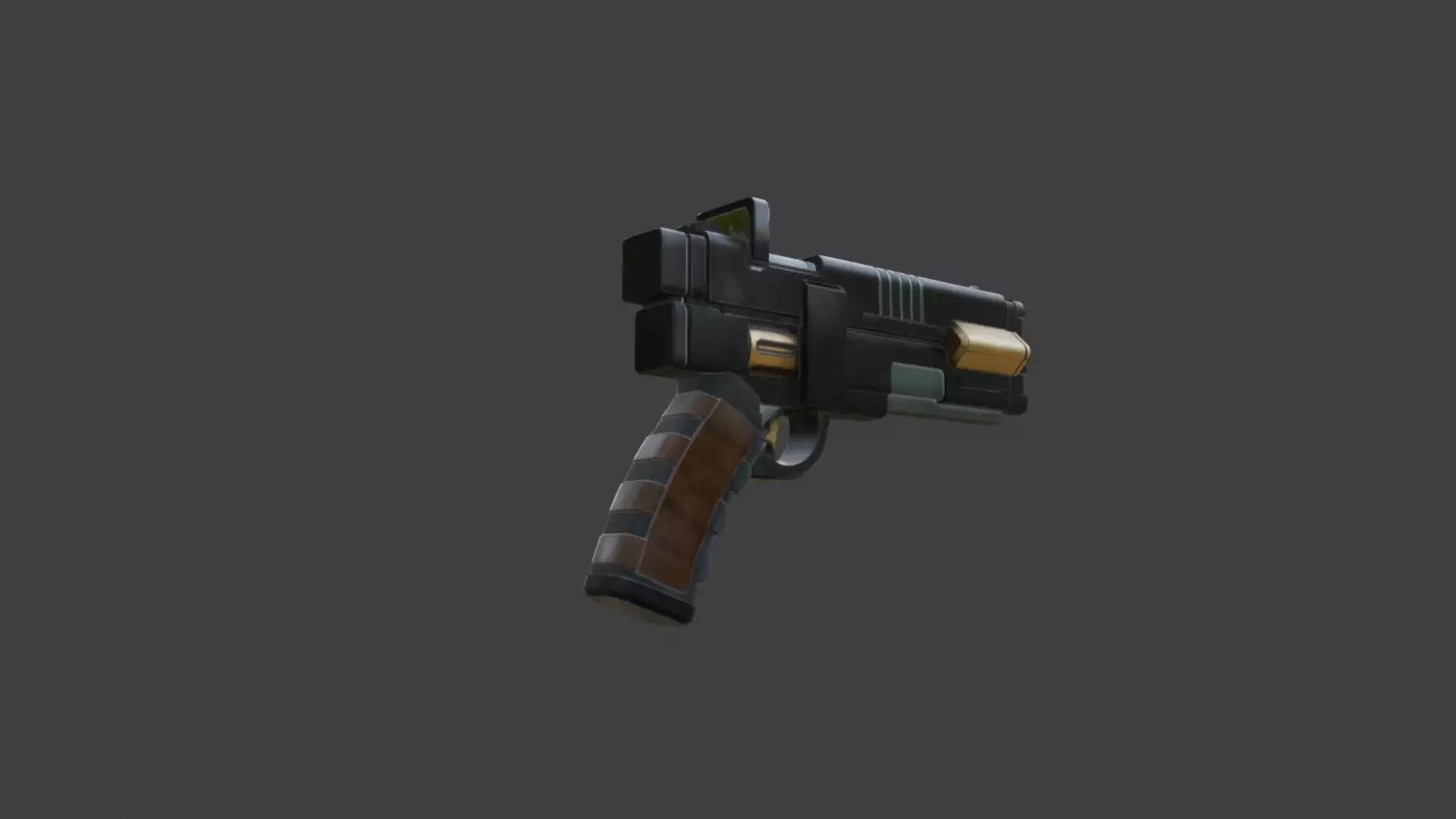 Double Barrel handgun Low-poly 3D model_13