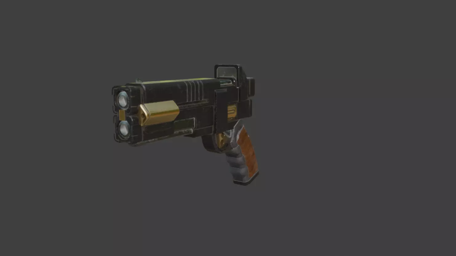 Double Barrel handgun Low-poly 3D model_12