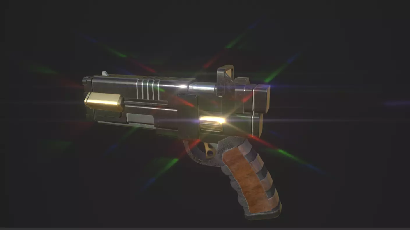 Double Barrel handgun Low-poly 3D model_8