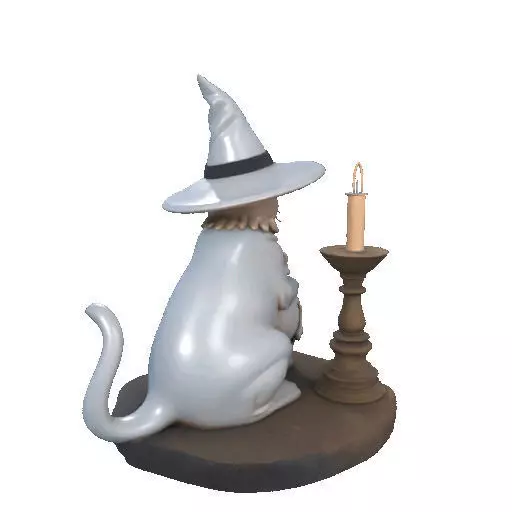 2341 Witch Cat with Skull Raven and Candlestick 3D print model_21