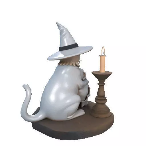2341 Witch Cat with Skull Raven and Candlestick 3D print model_20