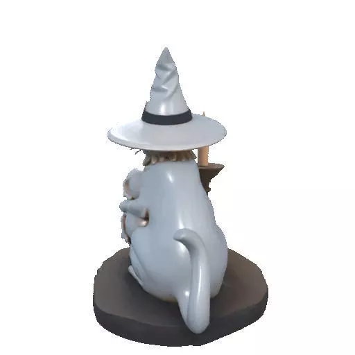 2341 Witch Cat with Skull Raven and Candlestick 3D print model_26
