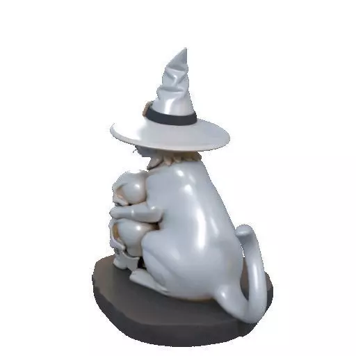 2341 Witch Cat with Skull Raven and Candlestick 3D print model_28