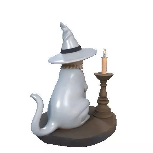 2341 Witch Cat with Skull Raven and Candlestick 3D print model_22