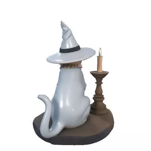 2341 Witch Cat with Skull Raven and Candlestick 3D print model_23