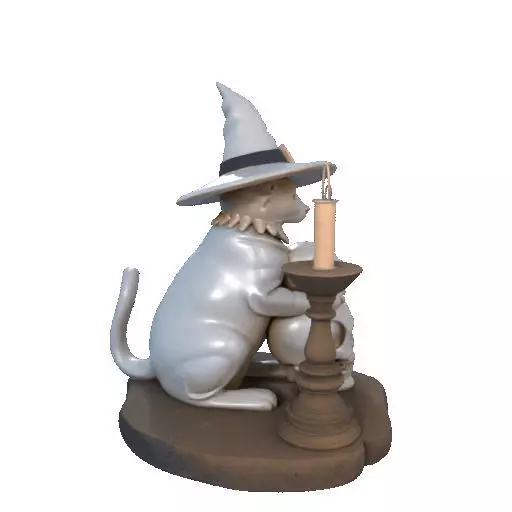 2341 Witch Cat with Skull Raven and Candlestick 3D print model_16