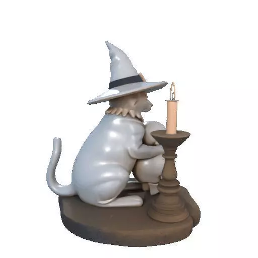 2341 Witch Cat with Skull Raven and Candlestick 3D print model_17