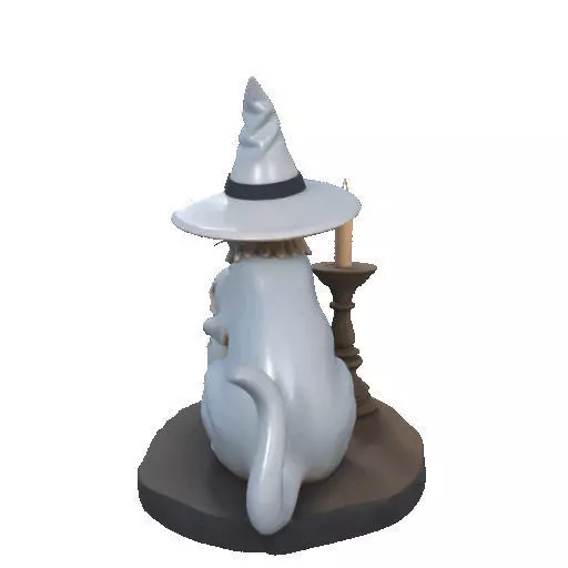 2341 Witch Cat with Skull Raven and Candlestick 3D print model_25