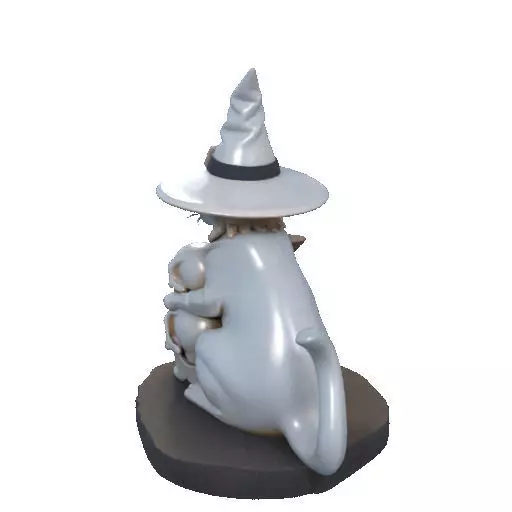 2341 Witch Cat with Skull Raven and Candlestick 3D print model_27