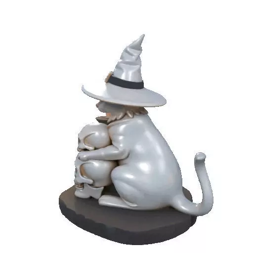 2341 Witch Cat with Skull Raven and Candlestick 3D print model_30
