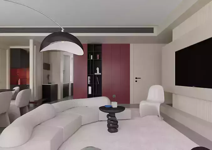 Modern living room dining room interior scenes 322