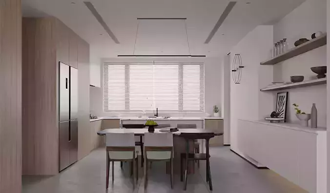 modern living and dining room interior 