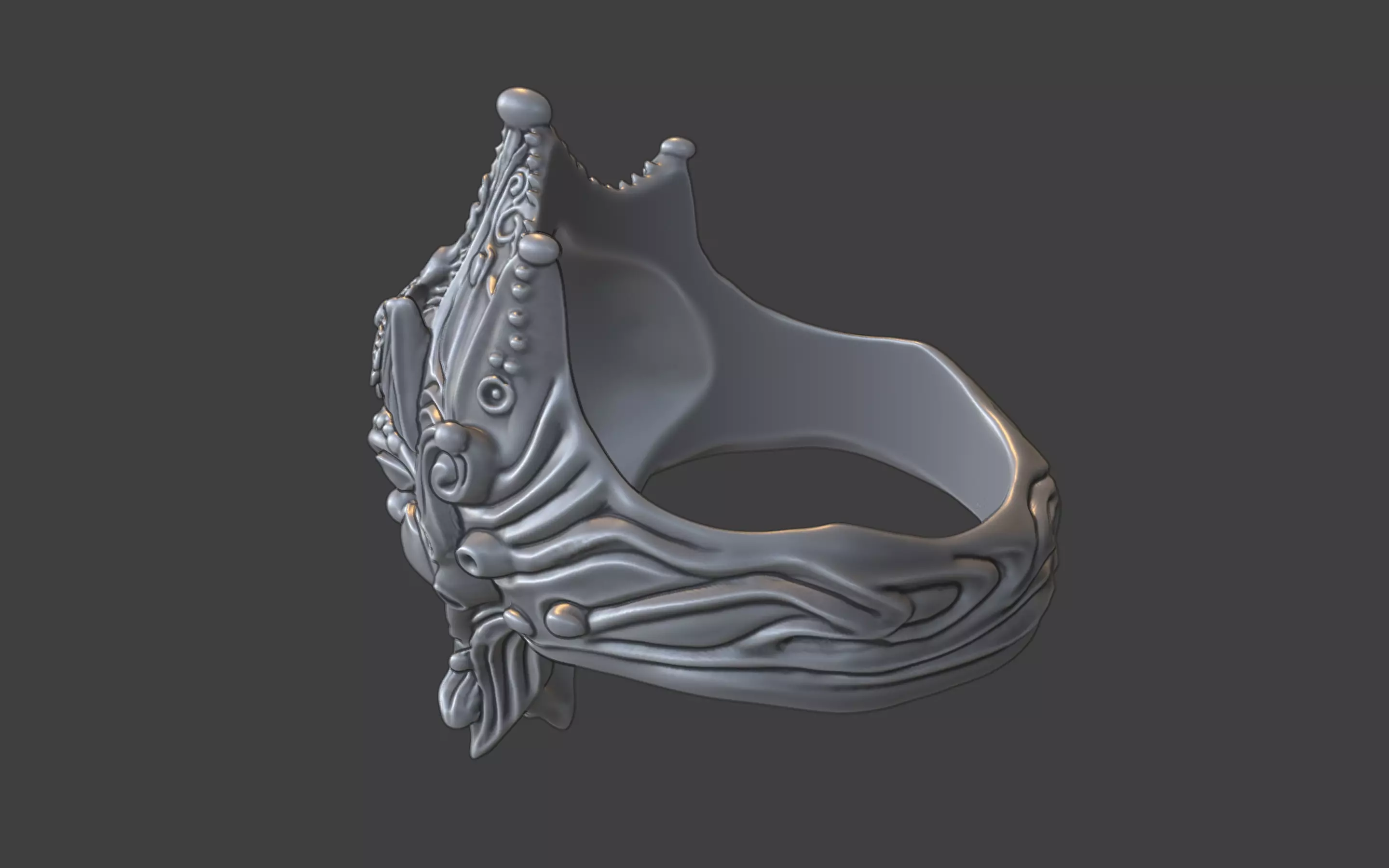 venice style carnaval jester mask ring 3D print model_16