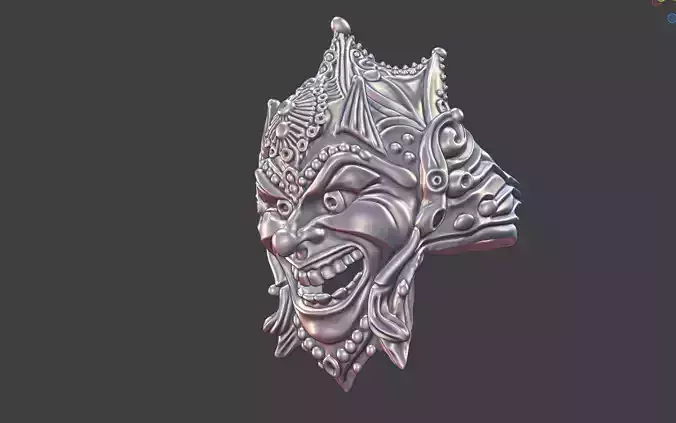 venice style carnaval jester mask ring