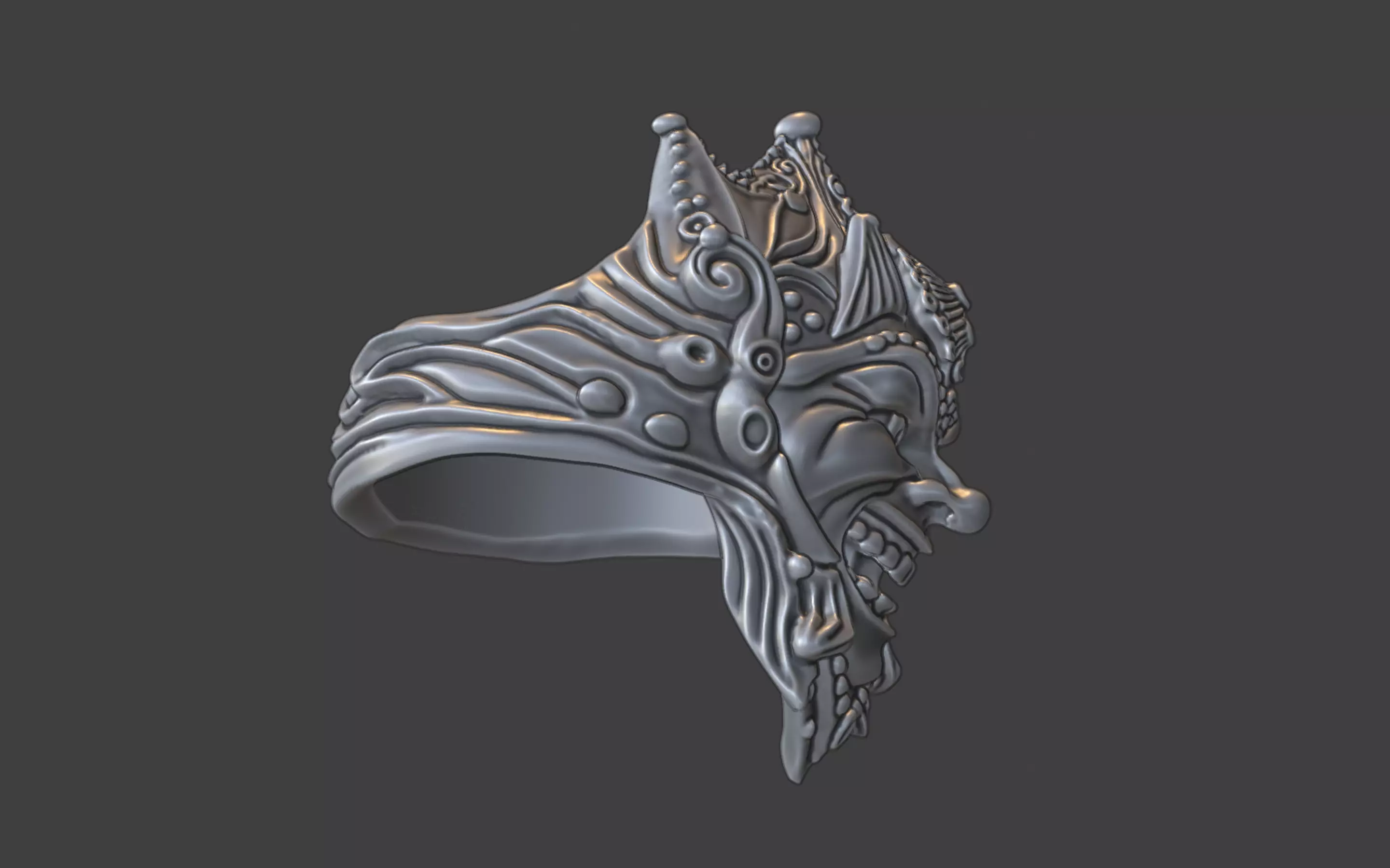 venice style carnaval jester mask ring 3D print model_8