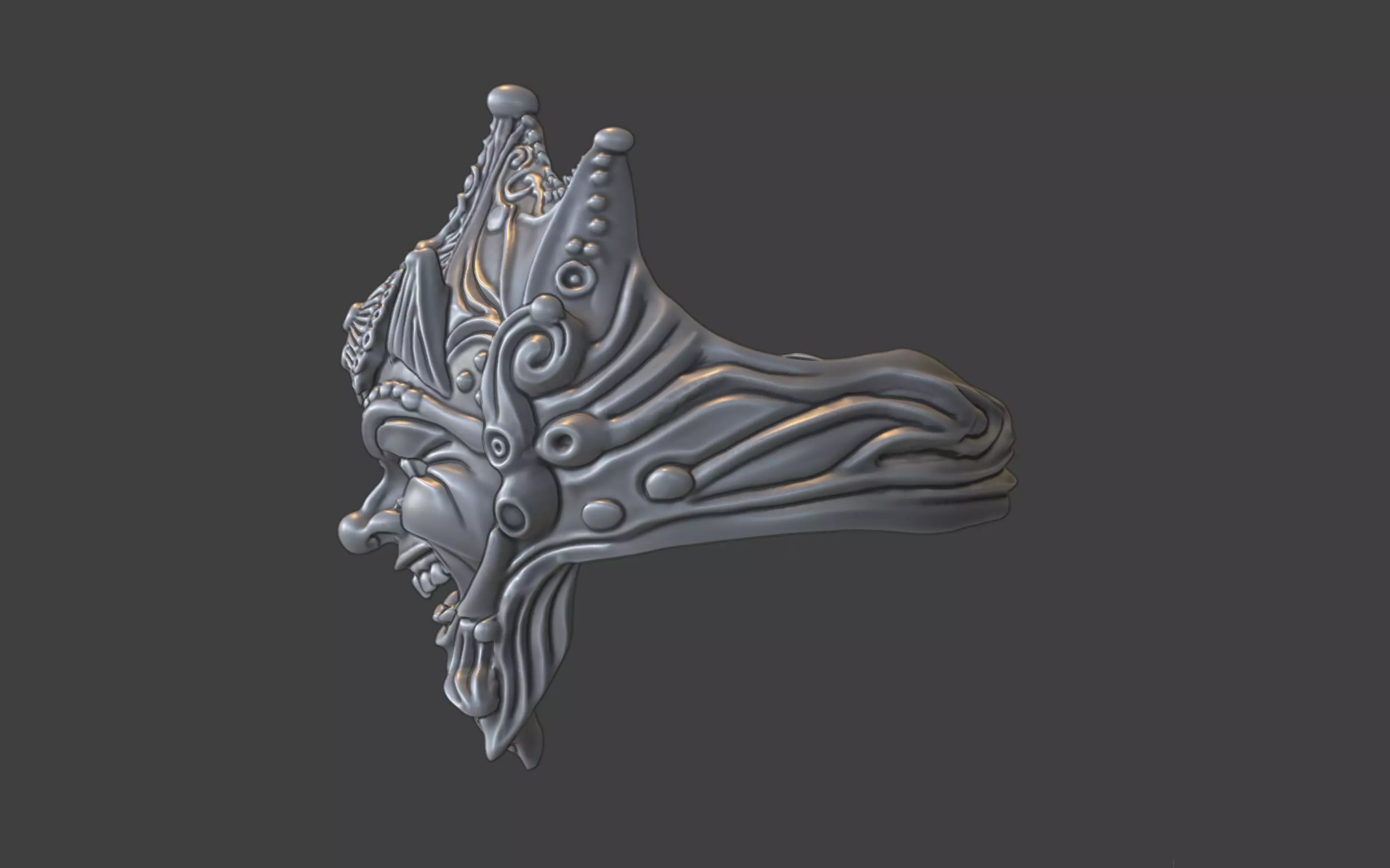 venice style carnaval jester mask ring 3D print model_4