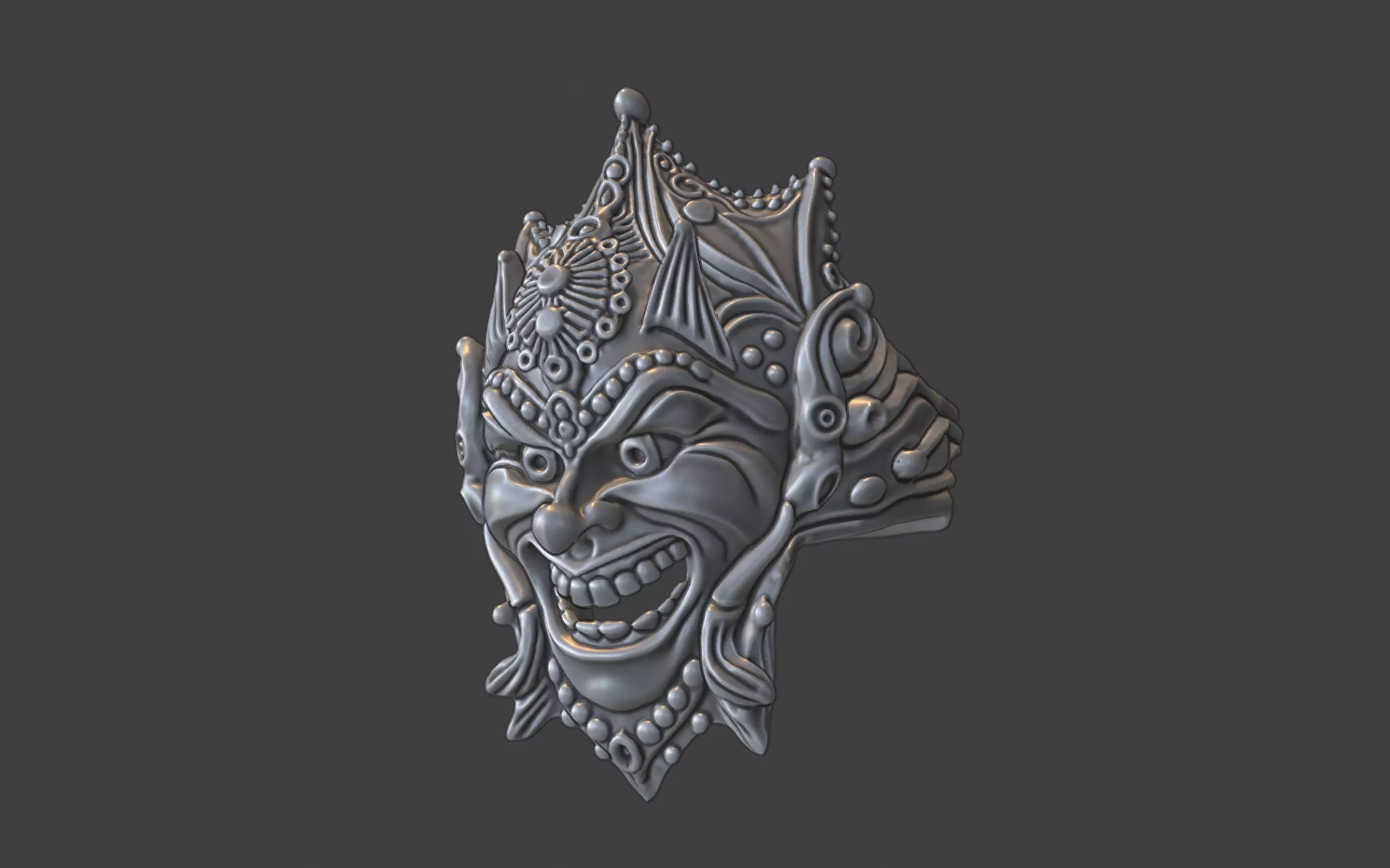 venice style carnaval jester mask ring 3D print model_12