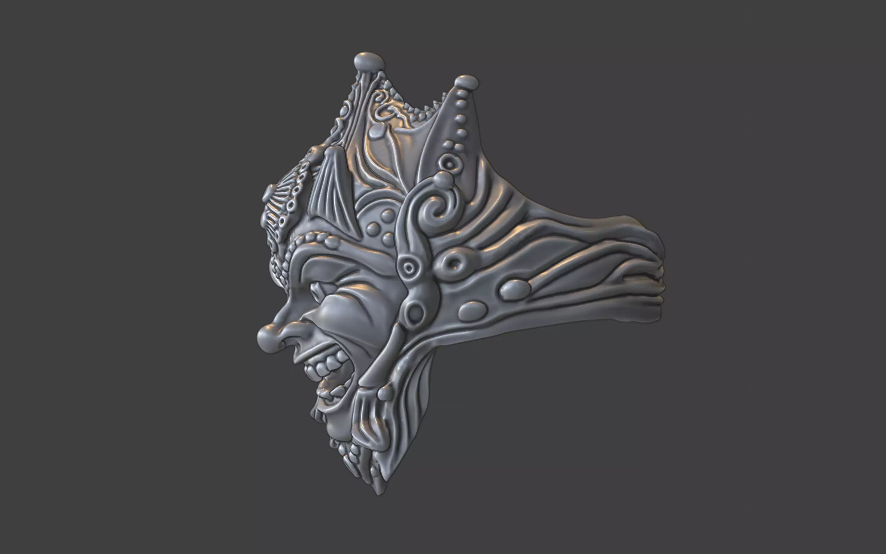 venice style carnaval jester mask ring 3D print model_14