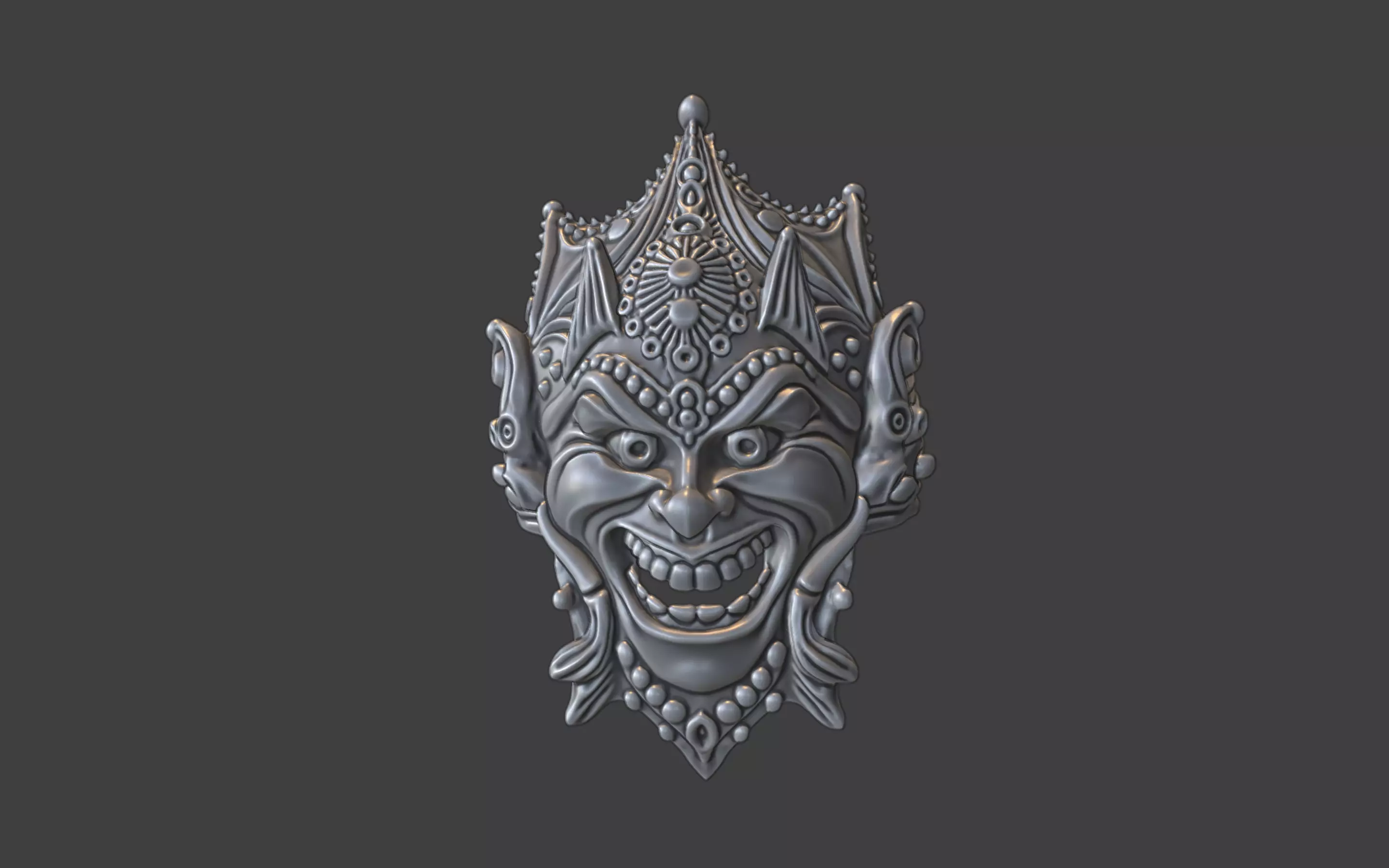 venice style carnaval jester mask ring 3D print model_0