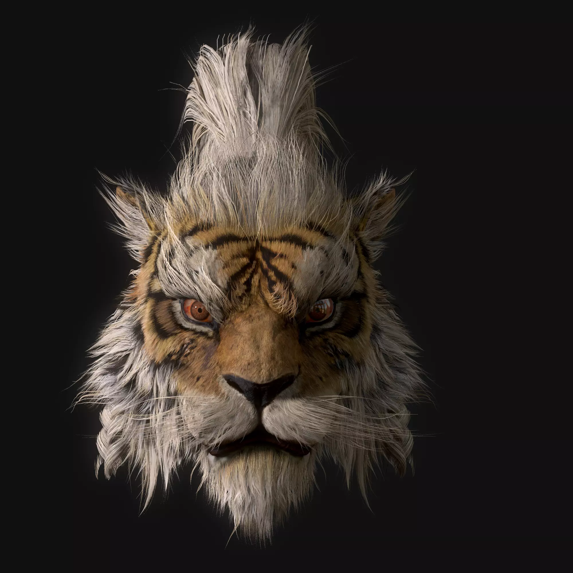 Human-shaped tiger head 3D model_3