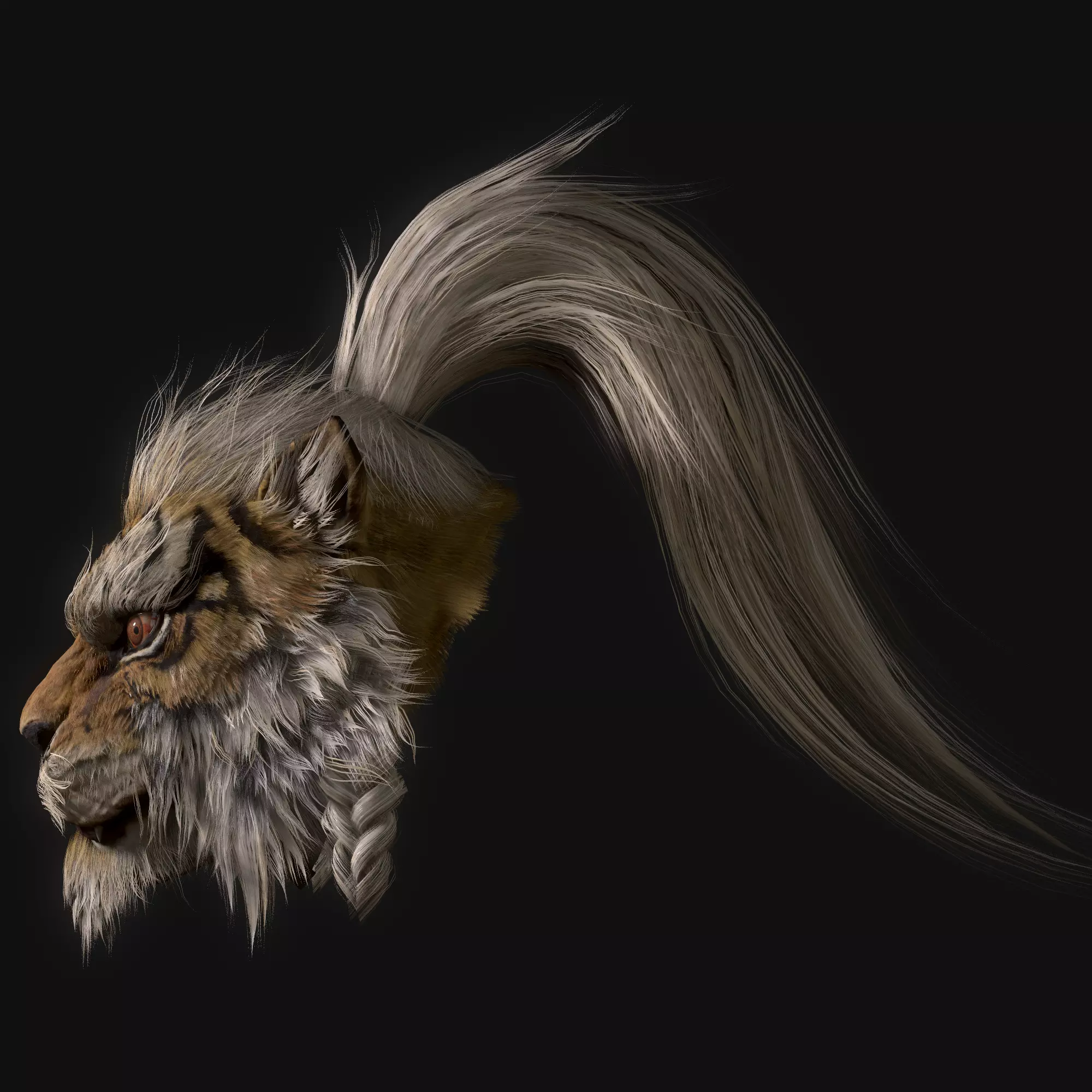 Human-shaped tiger head 3D model_4
