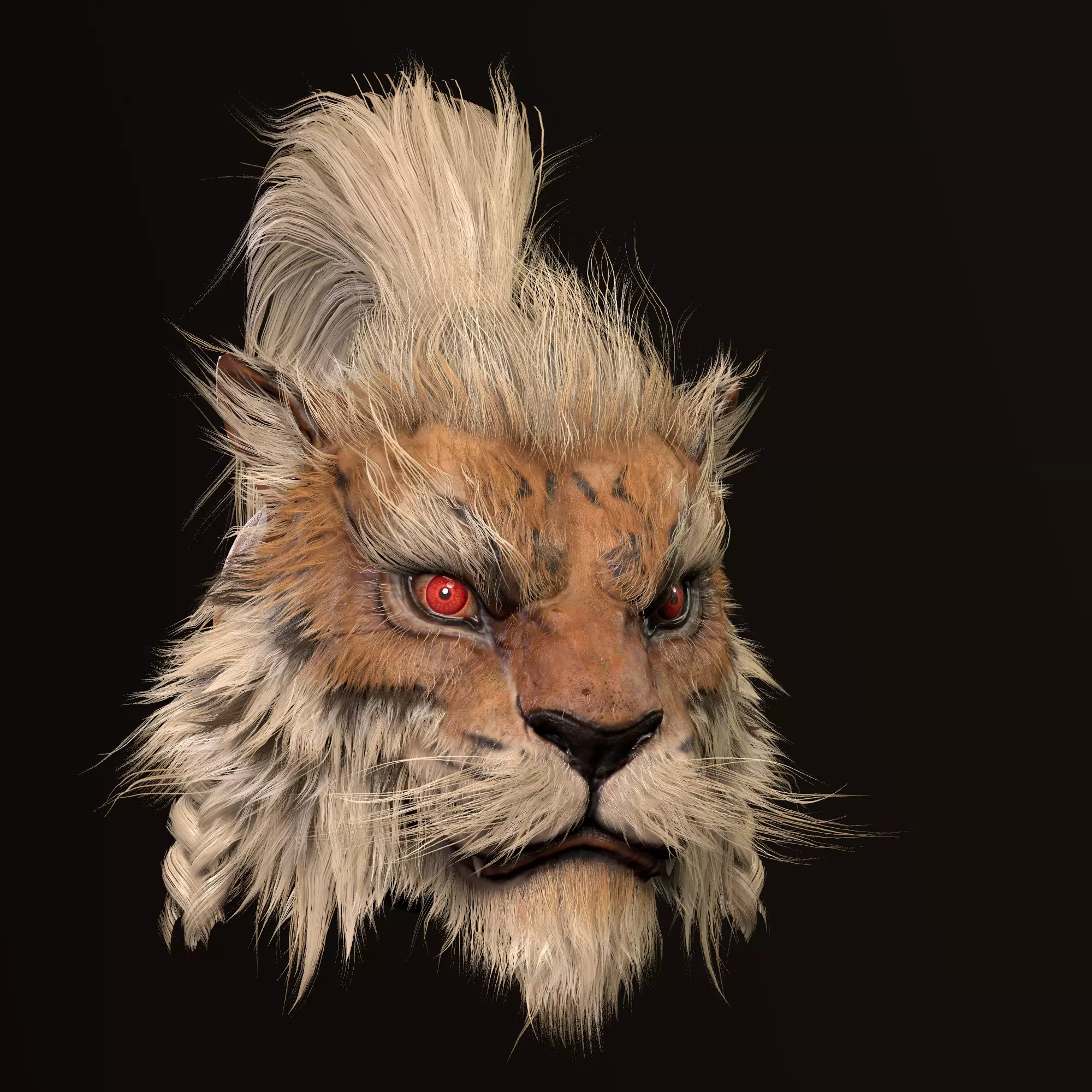 Human-shaped tiger head 3D model_0